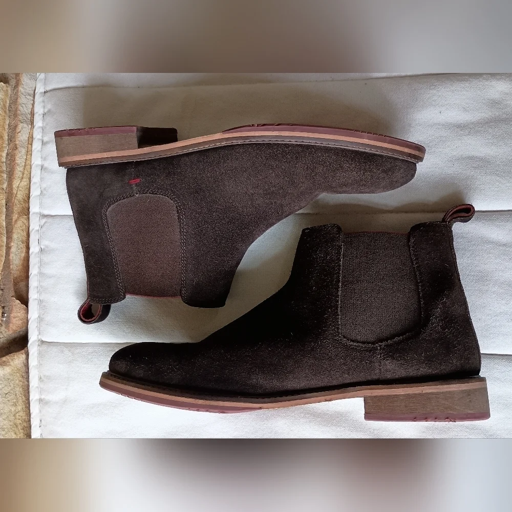 Modern Fiction Men's Brown Suede Leather Chelsea Boots_10.5